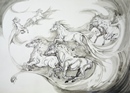 CAVALLI 2 tecnica mista su cartone 50 x 70